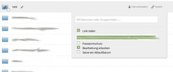 Mit der ownCloud öffentlich teilen