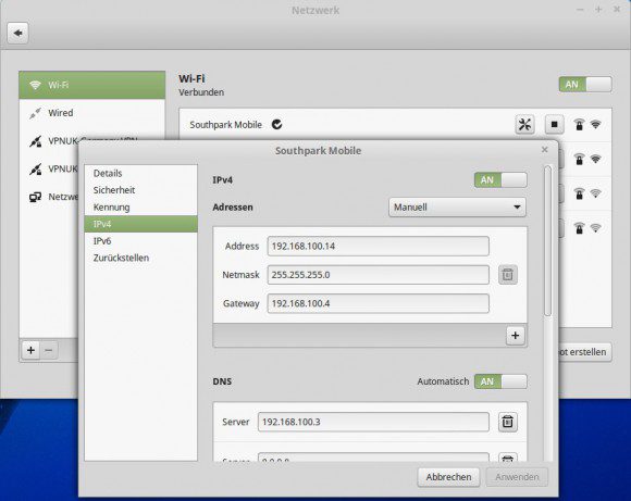 Statische IP-Adresse unter Linux Mint vergeben