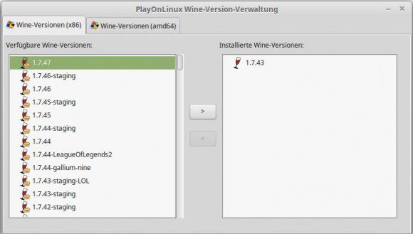 Wine 1.7.47 gibt es auch via PlayOnLinux