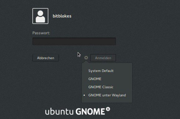 Ubuntu GNOME 15.10: Wayland Session auswählen