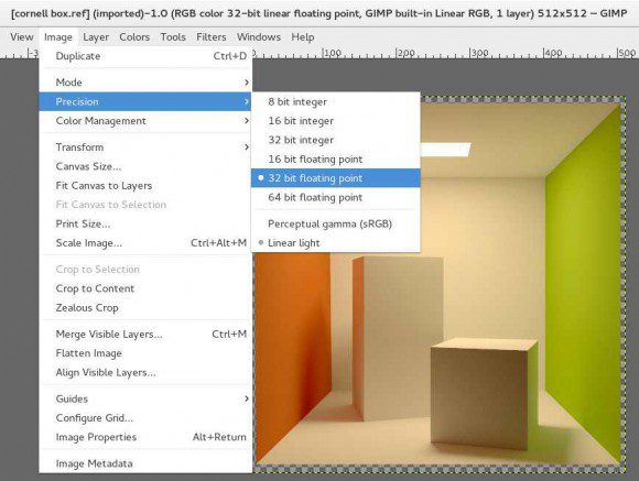 GIMP 2.9.2 mit 16 oder 32 Bit pro Farbkanal (Quelle: gimp.org)