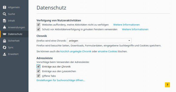 Firefox 42: Einstellungen