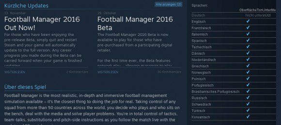 Football Manager 2016 nicht auf Deutsch