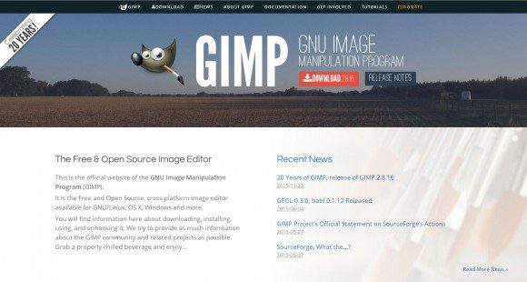 GIMP mit neuer Website