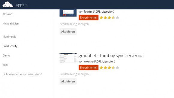 Grauphel befindet sich in der ownCloud