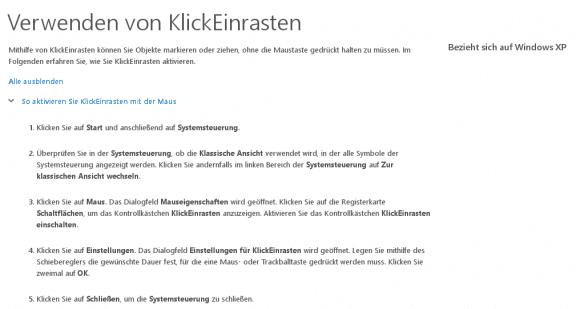 Unter Windows gibt es die Funktion KlickEinrasten schon länger