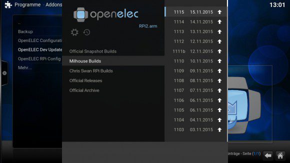  Kodi 16 Beta 1 via Milhouse Builds verfügbar