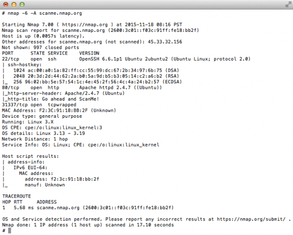 Nmap 7 im Terminal (Quelle: nmap.org)