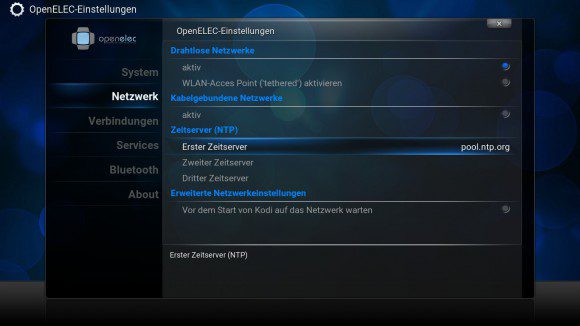 OpenELEC: Einstellungen für die Zeitserver