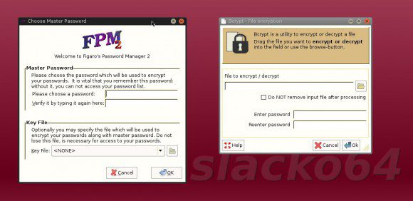 Puppy Linux 6.3 Slacko64: Figaro's Password Manager 2 und Bcrypt