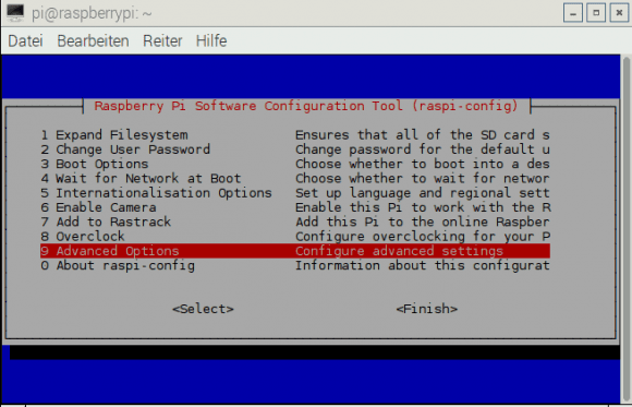 raspi-config: Advanced