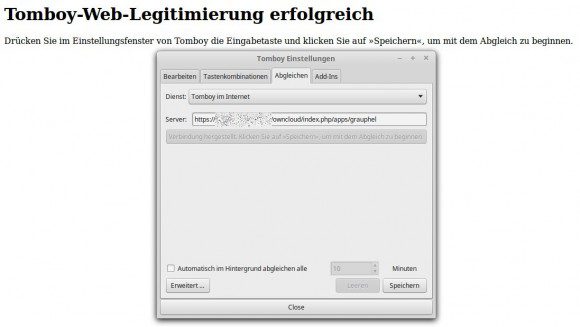 Ist die Legitimierung erfolgreich, klickst Du auf Speichern