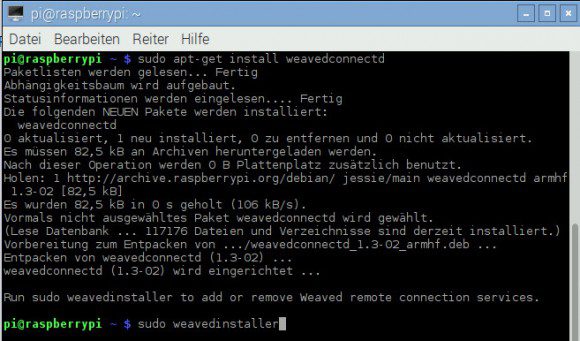 Weaved auf dem Raspberry Pi 2 installieren und konfigurieren