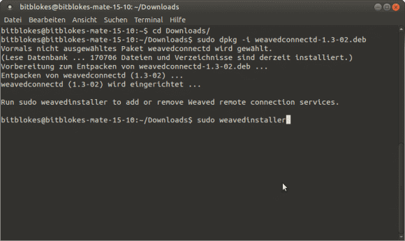 Weaved unter Ubuntu MATE 15.10