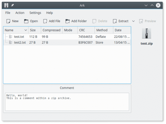 Ark mit Verbesserungen in KDE Applications 15.12.0 (Quelle: kde.org)