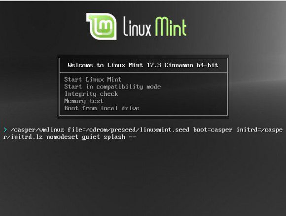 Linux Mint 17.3: nomodeset