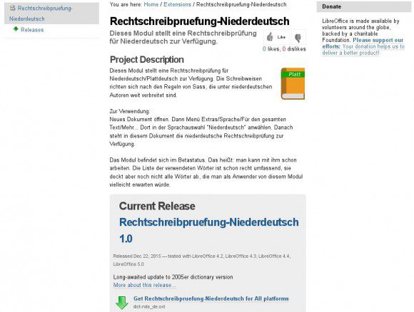 Plattdeutsch für LibreOffice ist ab sofort verfügbar