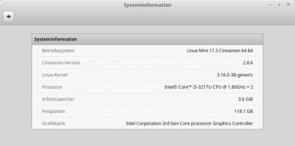 Systeminformationen: Linux Mint 17.3 Rosa