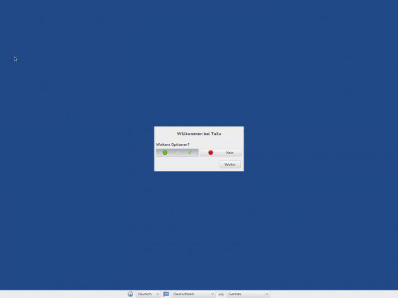 Tails Greeter oder Begrüßungsbildschirm