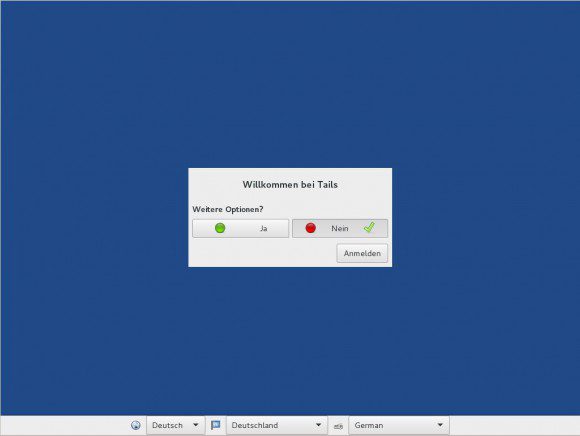 Sollte bei Tails 2.4 der Greeter nicht auftauchen, ist das ein Problem - offensichtlich