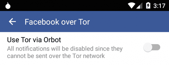 Facebook over Tor und Orbot - Benachrichtigungen sind aber nicht mehr drin (Quelle: facebook.com)