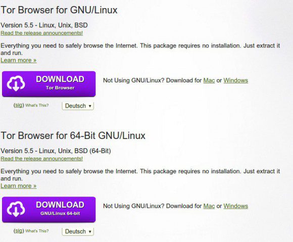 Tor Browser 5.5 32- und 64-Bit, auch auf Deutsch