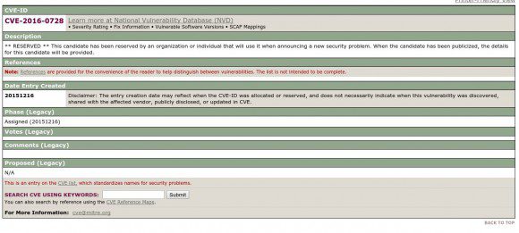 CVE-2016-0728 ist immer noch als reserviert markiert - aber jemand musste Pauken und Trompeten auspacken