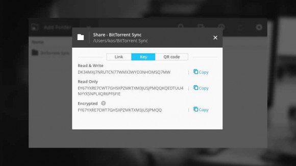 Sync 2.3 mit verschlüsselten Ordnern (Quelle: bittorrent.com)