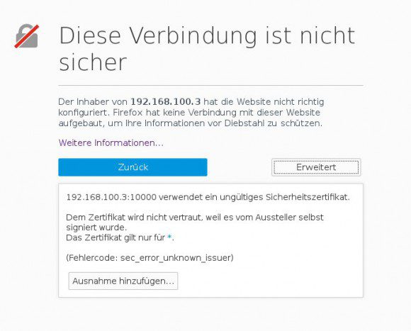 Firefox 44 - Diesem Zertifikat wird nicht vertraut