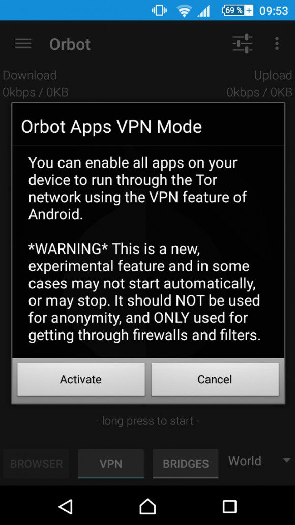 Orbots VPN-Modus