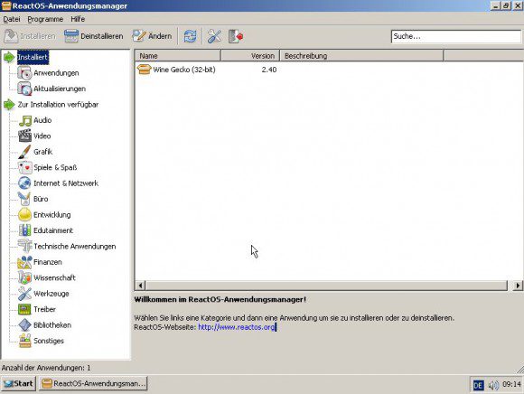 ReactOS 0.4.0: Anwendungs-Manager