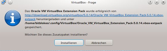 VirtualBox 5.0.14: Zusatzpaket installieren