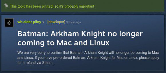 Batman: Arkham Night nicht für Linux oder Mac OS X
