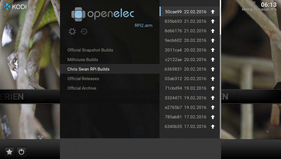 OpenELEC Build vom 22.02.2016