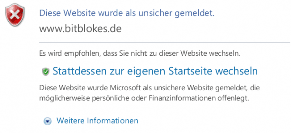 bitblokes.de ist vom SmartScreen Filter geblockt