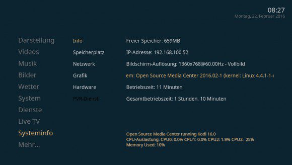 OSMC mit Kodi 16