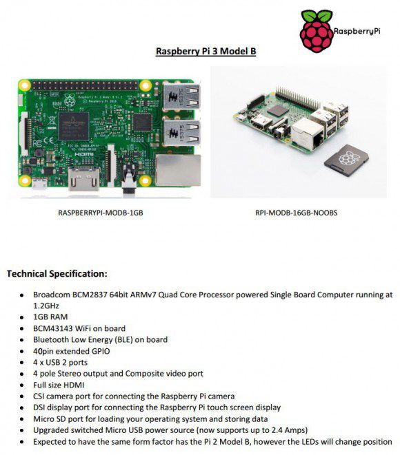 Raspberry Pi 3 nach Farnell (Quelle: raspberrypi-spy.co.uk)