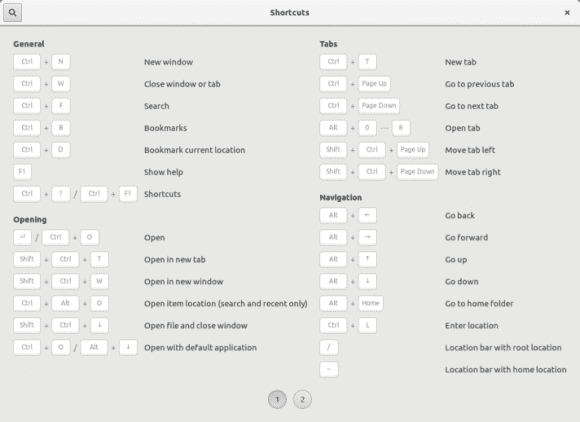 Tastaturkürzel für Nautilus 3.20 (Quelle: csorianognome.wordpress.com)