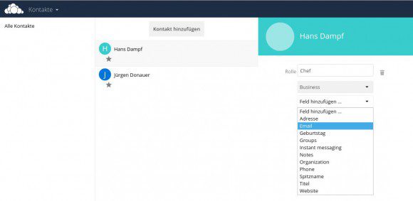 ownCloud 9 und das Frontend für Kontakte