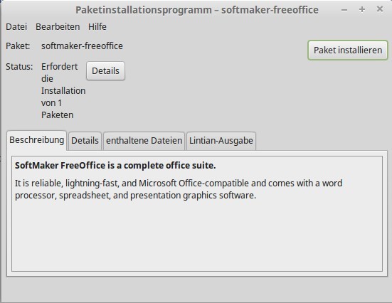 FreeOffice 2016 via GUI installieren