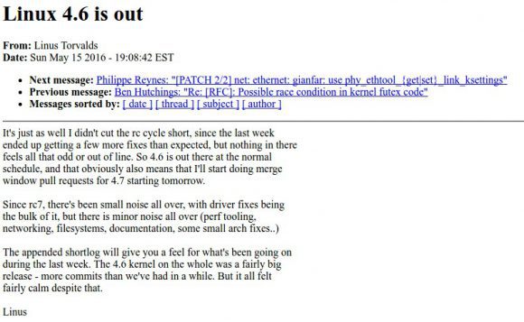 Linux Kernel 4.6 ist ausgegeben