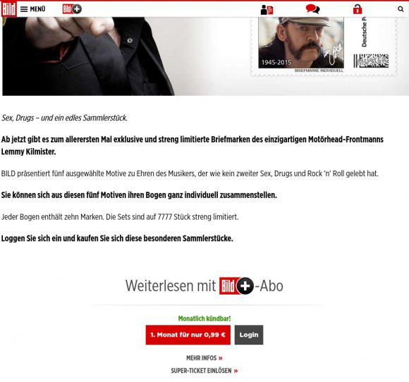 Lemmy-Briefmarken nur mit Bild+-Abo? Auf gar keinen Fall...