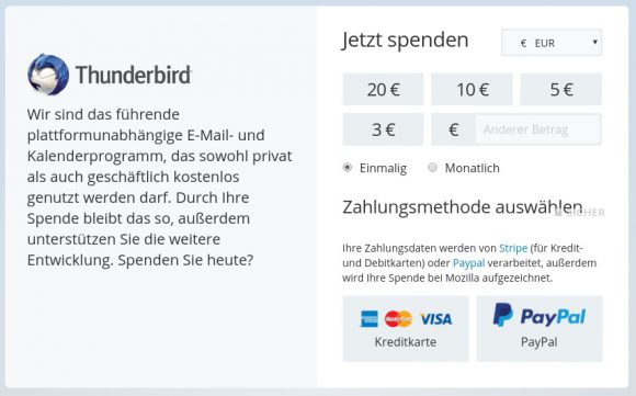 Für Thunderbird direkt spenden