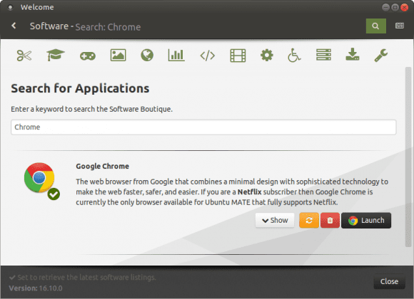 Anfängliche Suche mit Boutique Search in Ubuntu MATE 16.10 (Quelle: plus.google.com)