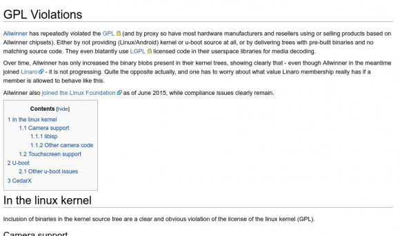 Allwinner verletzt GPL