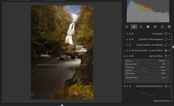 Verlaufsfilter mit Darktable anwenden