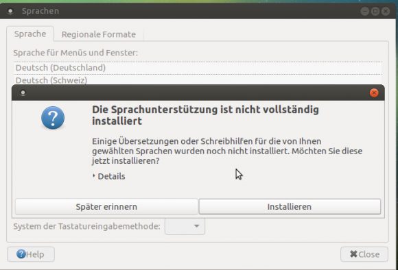 Sprachunterstützung ist nicht vollständig