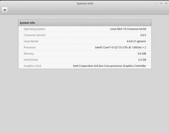 Linux Mint 18 Systeminformation