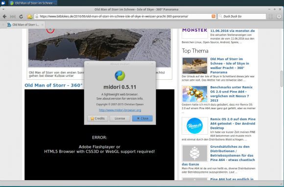 Midori mag meine 360° Panoramas nicht