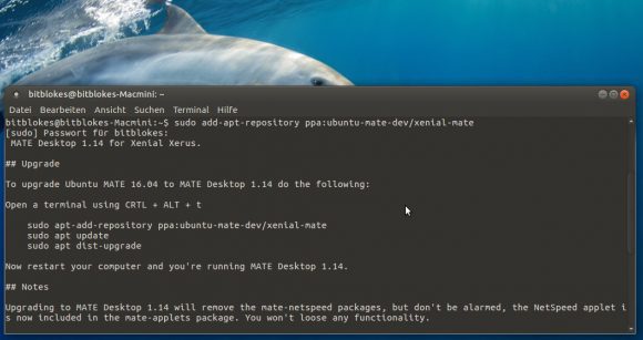 Ubuntu MATE 16.04 - Upgrade auf MATE Desktop 1.14